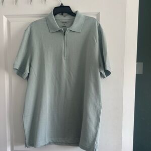 Haggar Light sea foam/ sage green quarter zip polo Shirt Men’s L